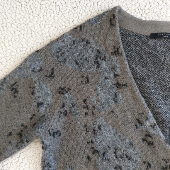 All Saints Wool Blend Mixed Media Texture Camo Cardi Women's Size S, oversized. - Picture 7 of 13